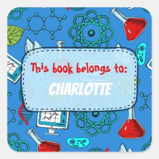 Colorful School Science Pattern Personalized Squar
