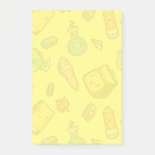 Colorful School Supplies Pattern Post_it Notes