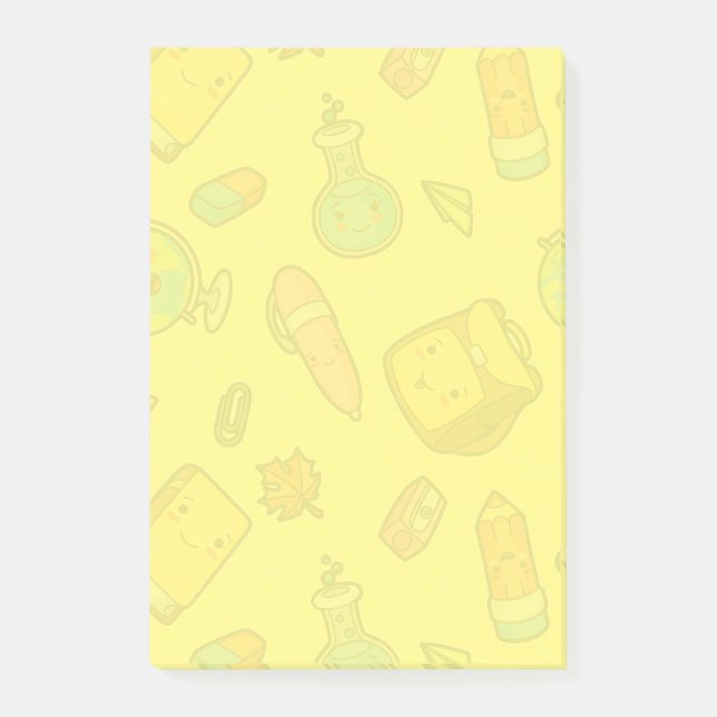 Colorful School Supplies Pattern Post-it Notes (Front)