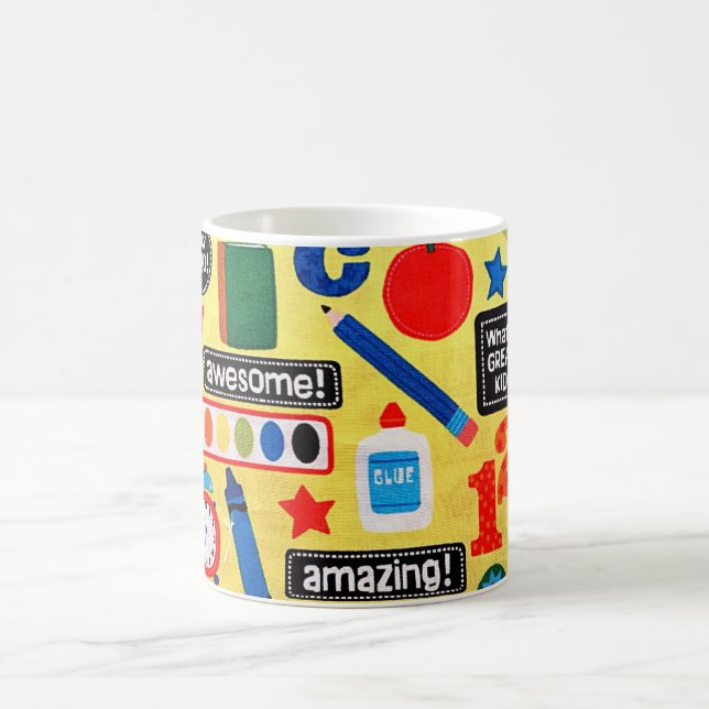 Colorful School Supplies Teacher Coffee Cup Mug (Center)