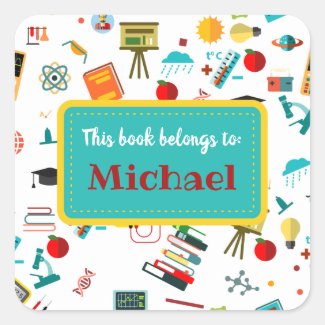 Colorful School Suuplies Pattern Personalized