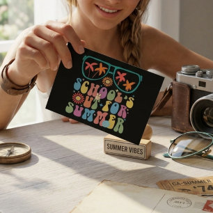 Colorful School's Out for Summer Peace Sign Postcard