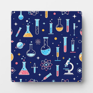 Colorful Science Lab Pattern Modern Chemistry Plaque