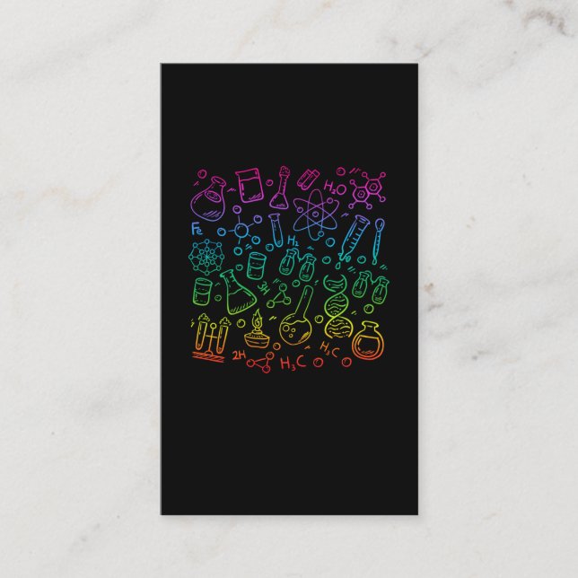 Colorful Science Symbols Chemistry Physics Business Card (Front)