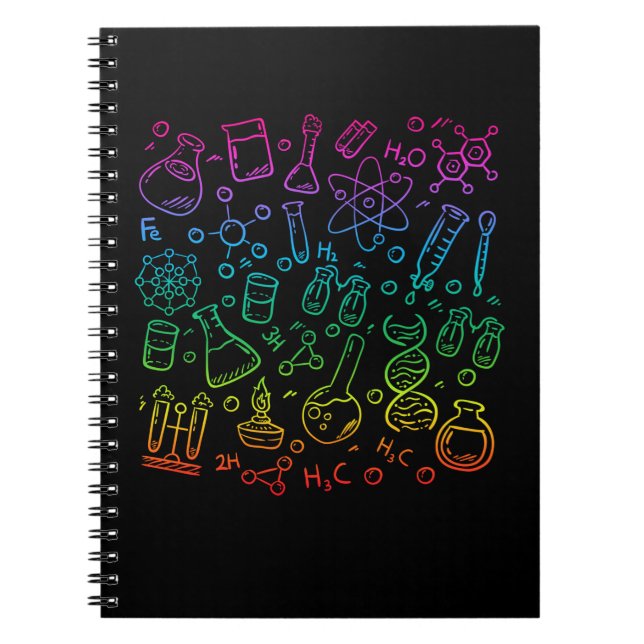Colorful Science Symbols Chemistry Physics Notebook (Front)