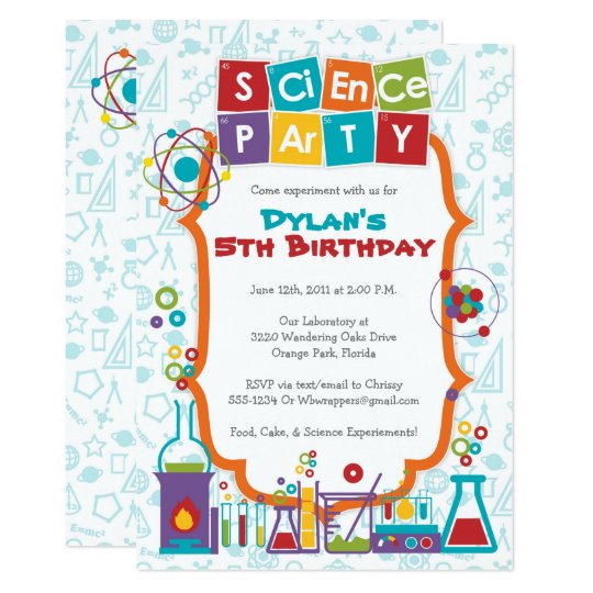 Colorful Science Themed Party Invitation | Zazzle.com