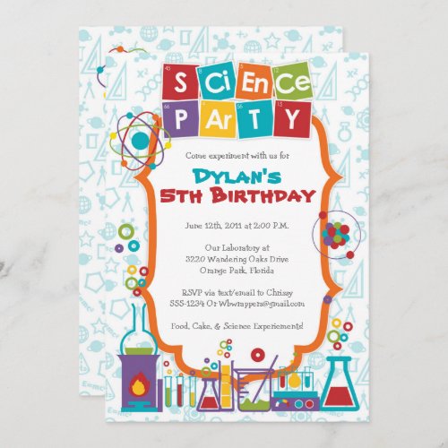 Colorful Science Themed Party Invitation