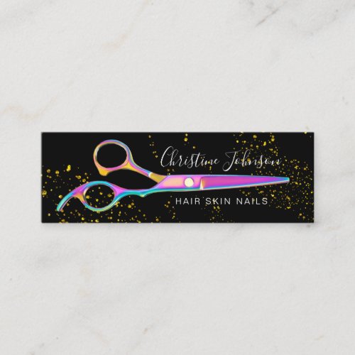 colorful scissors FAUX glitter Mini Business Card