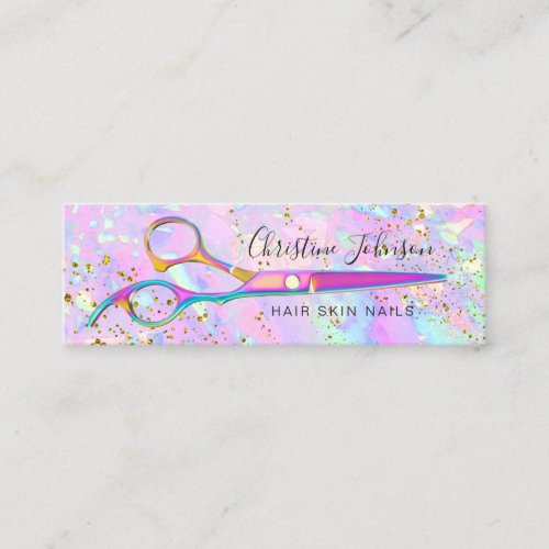 colorful scissors on FAUX glitter pastel Mini Business Card