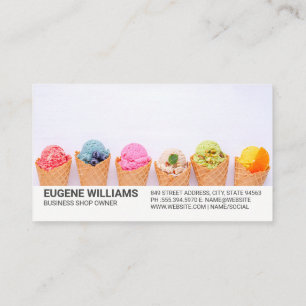 Colorful Scoops of Ice Cream in Cones Business Card