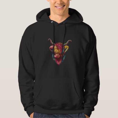 Colorful Scottish Highland Cow Hoodie