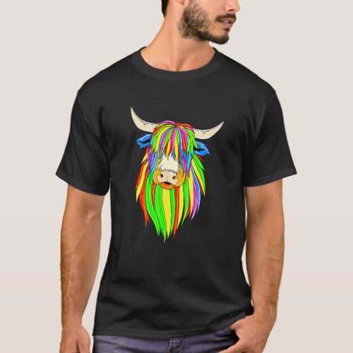 Colorful Scottish Highland Cow T-Shirt