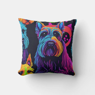 Colorful Scotty Dog Scottish Terrier Throw Pillows