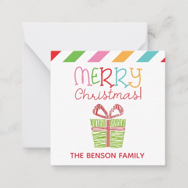 Colorful Scribble Christmas Gift Enclosure Cards (Front)