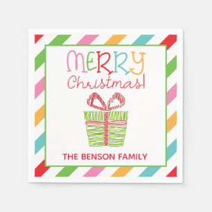 Colorful Scribble Christmas Present Party Napkins