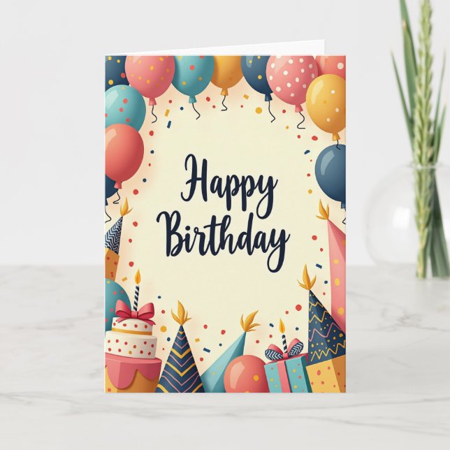 Colorful Script Birthday Card (Front)