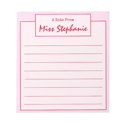 Colorful Script From Teacher Valentines Day Notepad