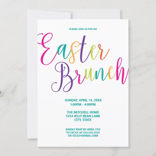 Colorful Script Typography Easter Brunch Invitation