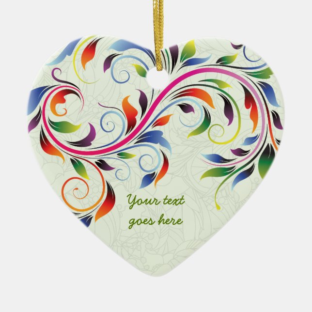 Colorful scroll leaf, lime floral retro ornament (Front)