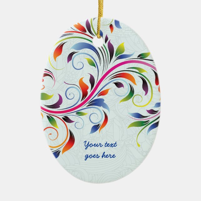 Colorful scroll leaf, pale blue floral ornament (Front)