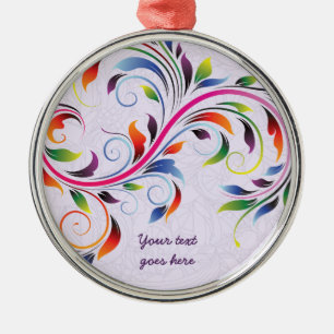 Colorful scroll leaf, purple floral retro ornament