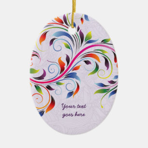 Colorful scroll leaf, purple floral retro ornament
