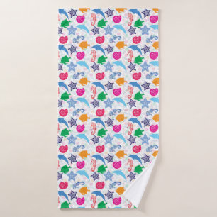 Colorful Sea Animals Illustration Pattern Bath Towel