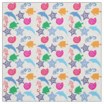 Colorful Sea Animals Illustration Pattern Fabric