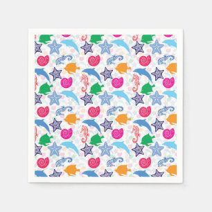 Colorful Sea Animals Illustration Pattern Napkins