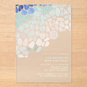 Colorful Sea Glass Acrylic Invitation