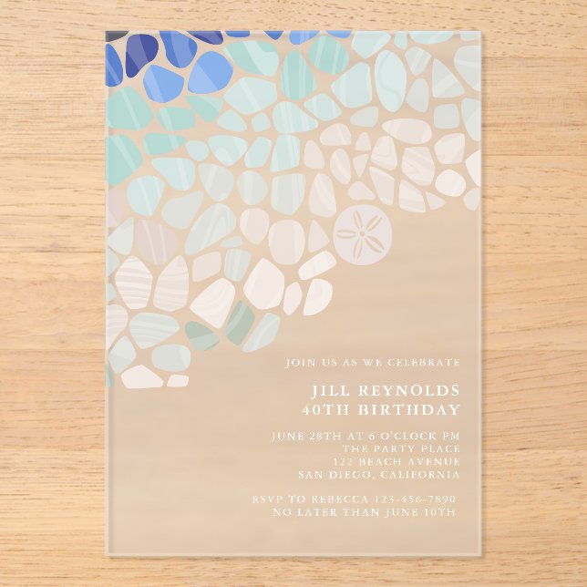 Colorful Sea Glass Acrylic Invitation (Front)