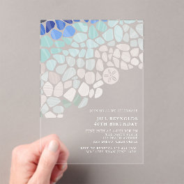 Colorful Sea Glass Birthday Acrylic Invitation