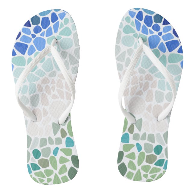 Colorful Sea Glass Flip Flops (Footbed)