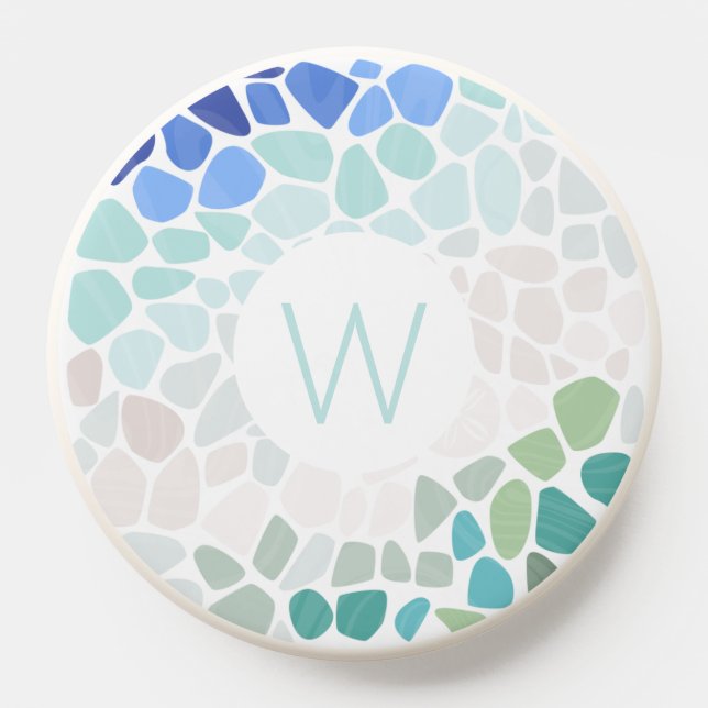 Colorful Sea Glass Initial PopSocket (Popsocket)