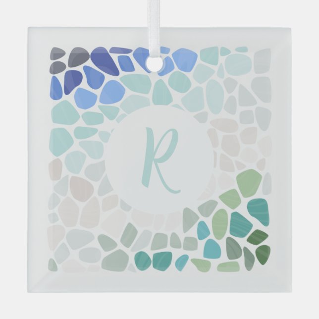 Colorful Sea Glass Keepsake Glass Ornament (Front)
