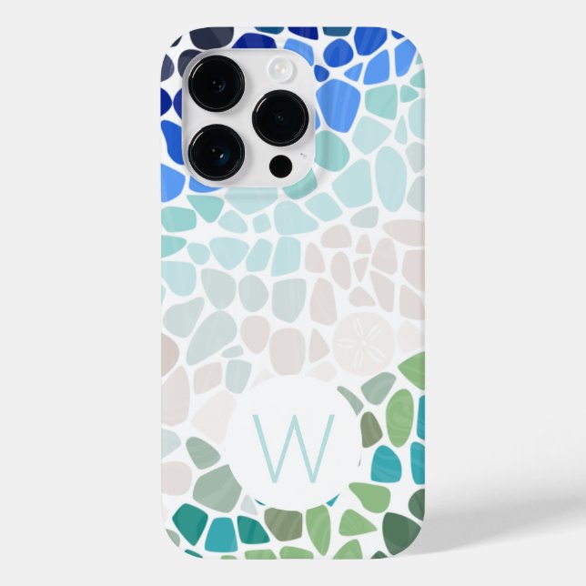 Colorful Sea Glass Monogram Case-Mate iPhone Case (Back)
