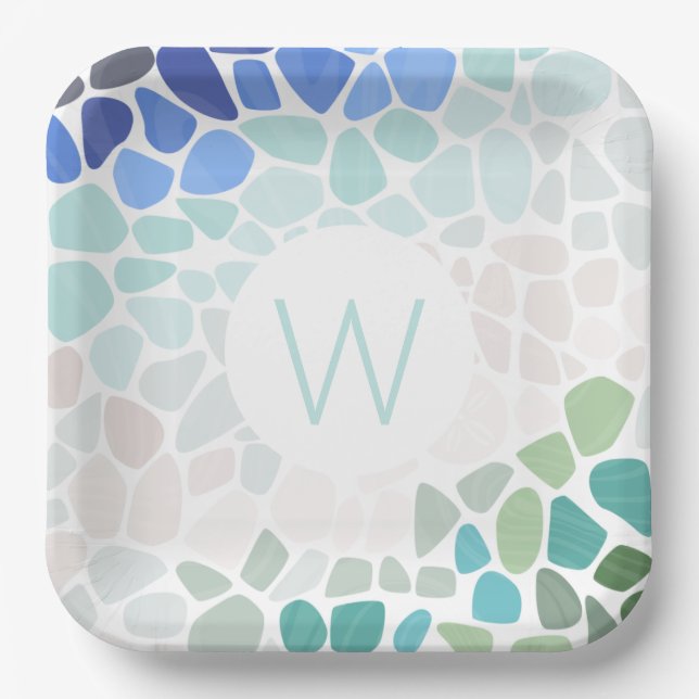Colorful Sea Glass Paper Plate (Front)