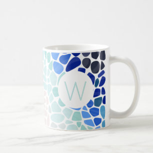 Colorful Sea Glass With Initial Mug