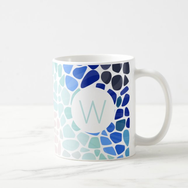 Colorful Sea Glass With Initial Mug (Right)