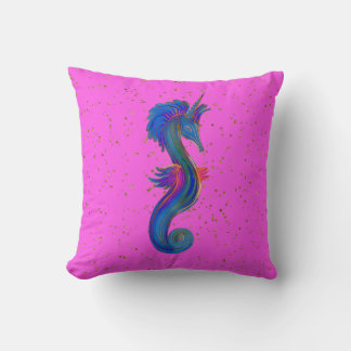 Colorful Sea Horse Throw Pillow