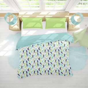 Colorful Sea Horses Duvet Cover