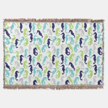 Colorful Sea Horses Throw Blanket by heartlockedhome at Zazzle