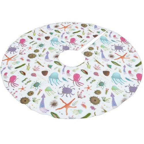 Colorful Sea Life Brushed Polyester Tree Skirt