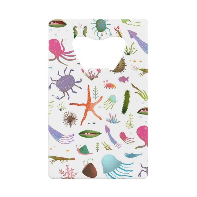 Colorful Sea Life Credit Card Bottle Opener (Front)