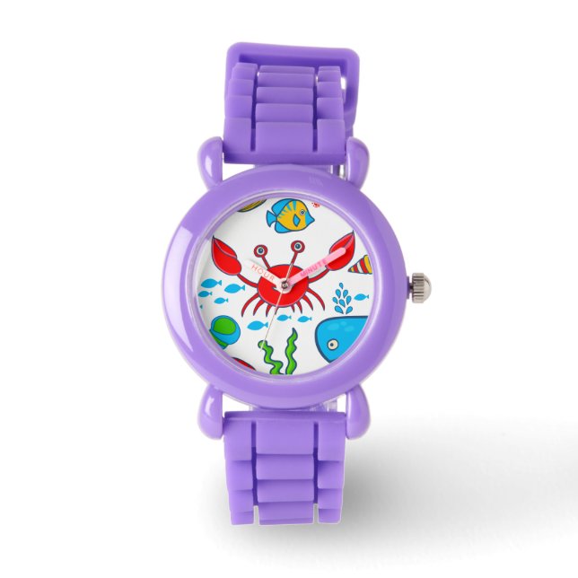 Colorful Sea-life Illustration Pattern Watch (Front)