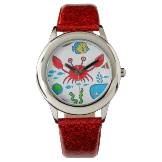 Colorful Sea-life Illustration Pattern Wrist Watch