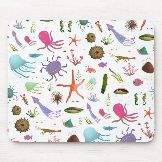 Colorful Sea Life Mouse Pad (Front)