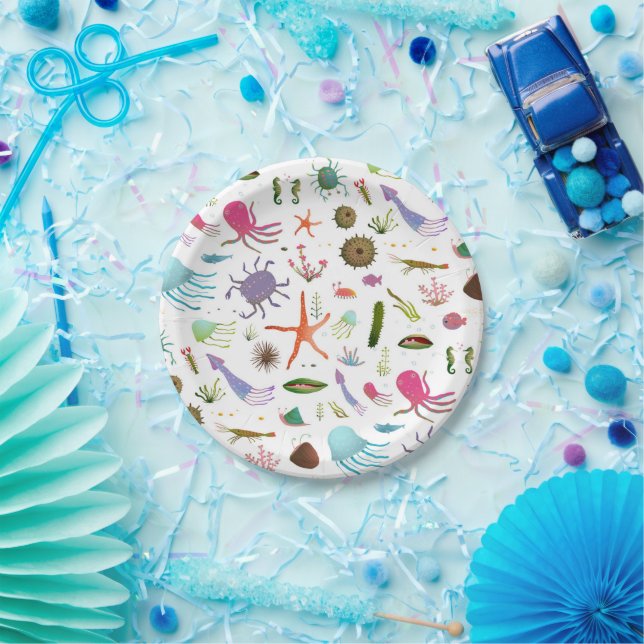 Colorful Sea Life Paper Plates (Party)
