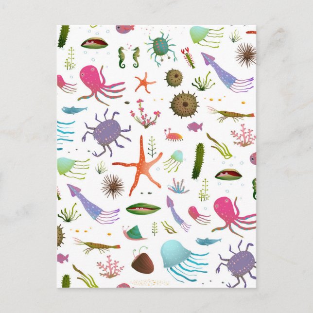 Colorful Sea Life Postcard (Front)