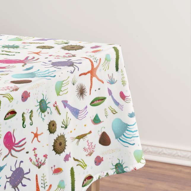 Colorful Sea Life Tablecloth (In Situ)